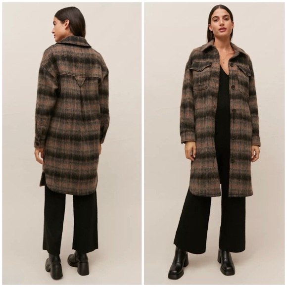 Avec Les Filles Longline Plaid Fuzzy Shacket S - Picture 2 of 16